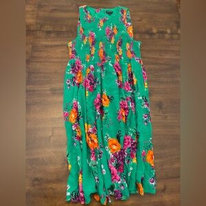 Floral Green Sleeveless Dress